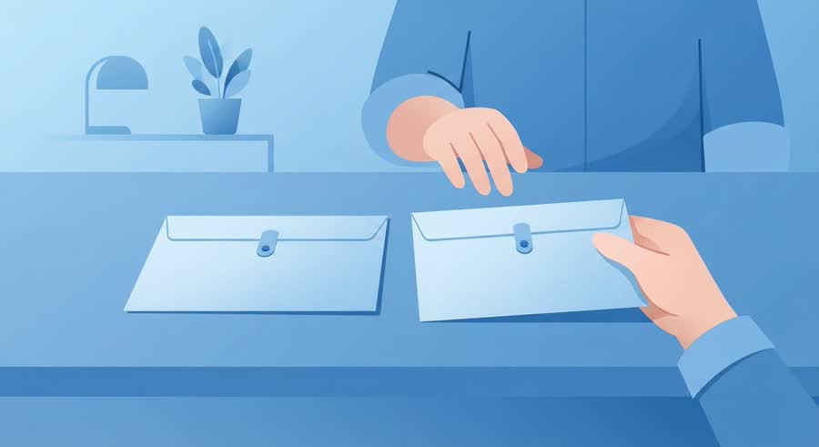 바닥에 그어진 한 줄의 선과 그 양쪽에 놓인 서로 다른 서류철