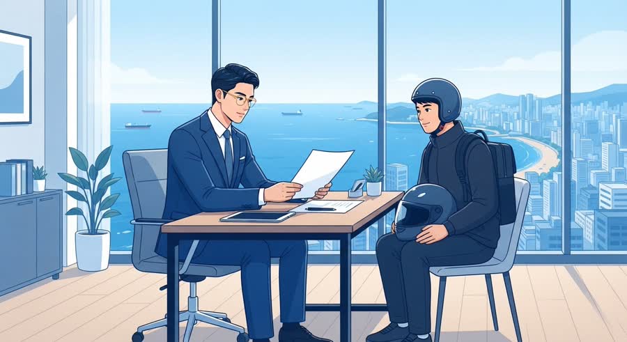 다른 도시의 원룸 책상 위에서 울리는 스마트폰과 그것을 바라보며 망설이는 젊은 남성의 뒷모습