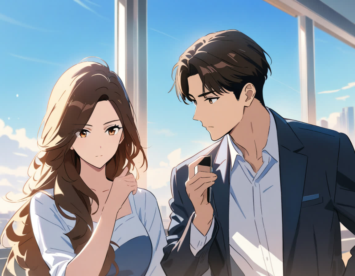 책상 앞에서 젊은 남성이 스마트폰 화면을 신중하게 잠그는 장면, 부드러운 따뜻한 빛