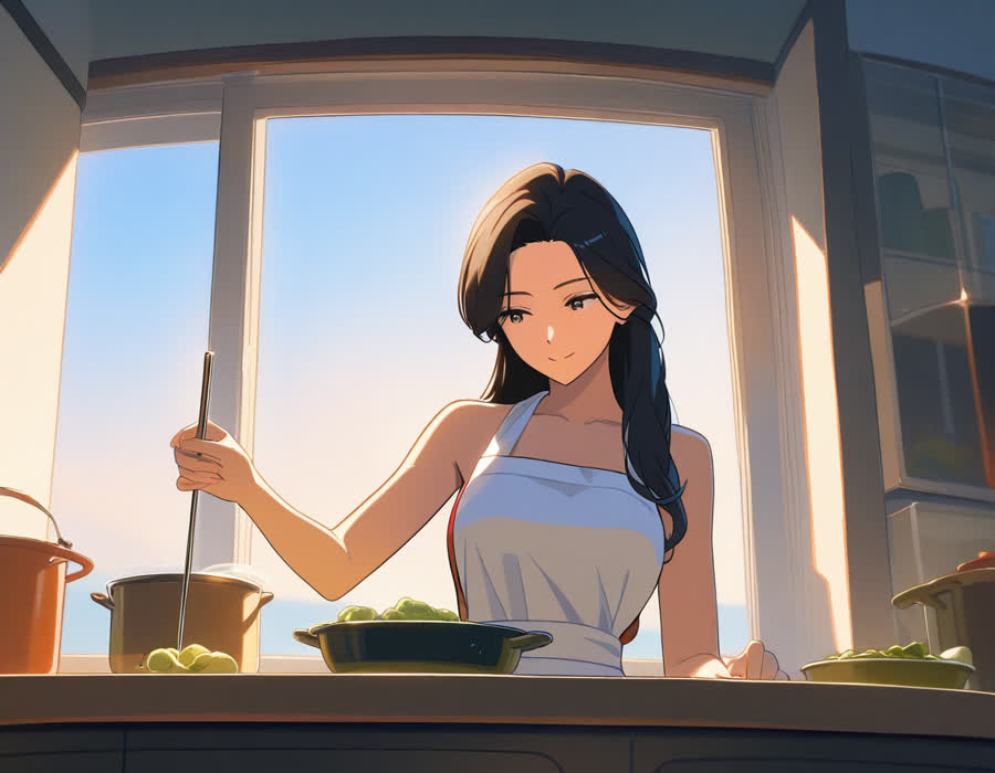 구청 민원 창구 앞에서 서류철을 가슴에 안고 생각에 잠긴 젊은 한국인 여성, 실내