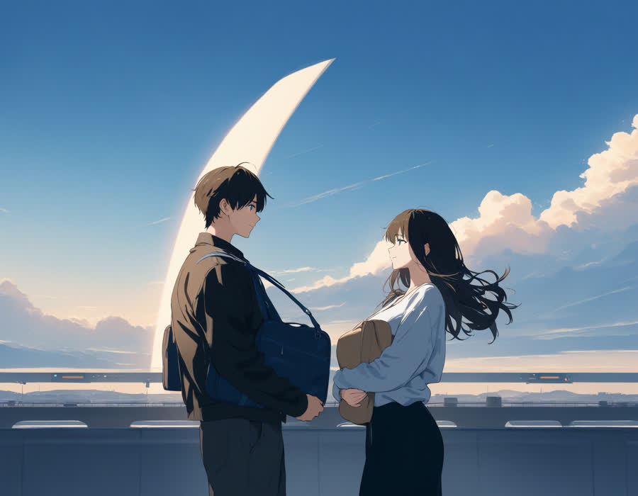 공항 입국장에서 캐리어를 끌고 나오는 20대 베트남 여성과 그를 반기는 언니가 포옹하는 장면, 넓은 유리창 햇살