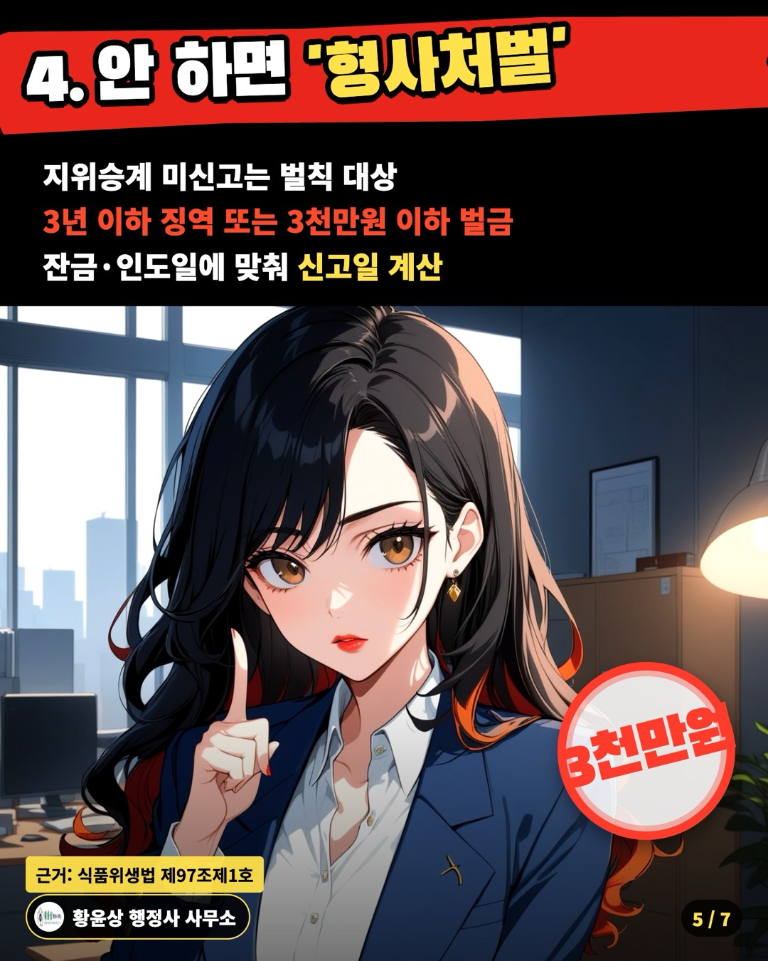 4. 안 하면 '형사처벌' — 지위승계 미신고는 벌칙 대상 / 3년 이하 징역 또는 3천만원 이하 벌금 / 잔금·인도일에 맞춰 신고일 계산