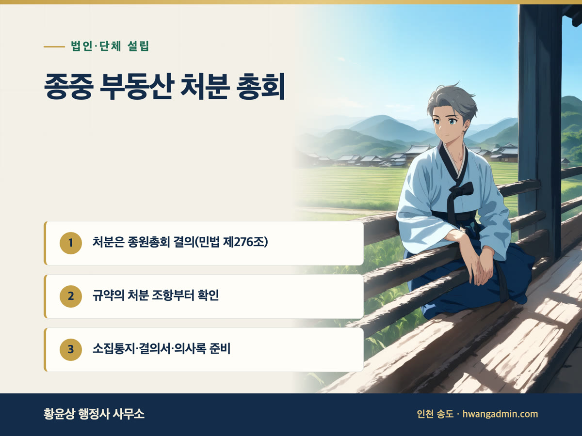 종중 부동산 처분 총회 결의 — 종원총회 소집통지·의사록과 재산세 납세의무 — 안내 이미지