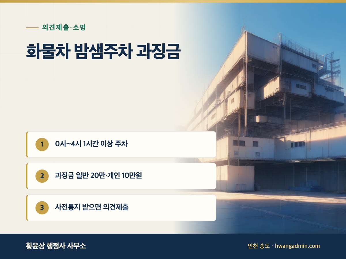 화물차 밤샘주차 과징금·운행정지 처분 — 기준과 의견제출 방법 — 안내 이미지