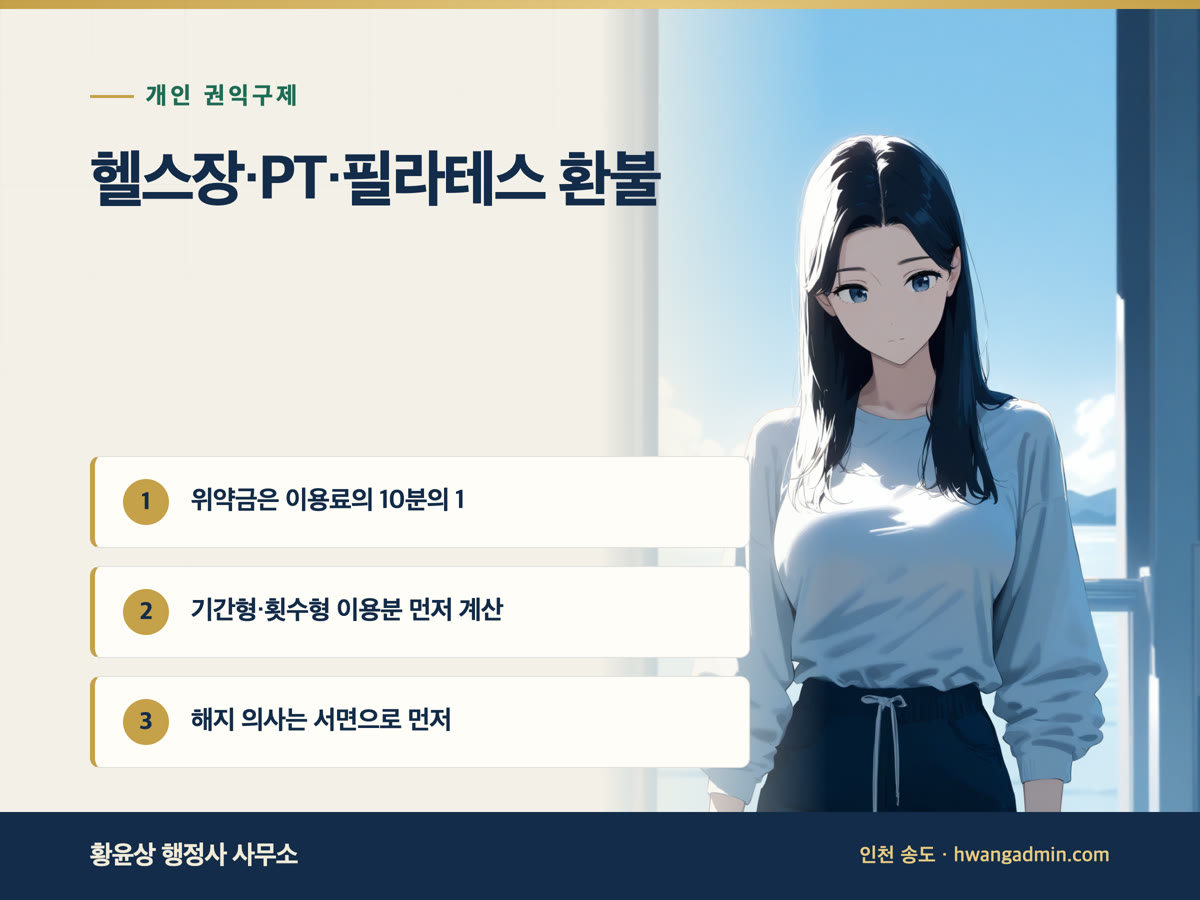 헬스장·PT·필라테스 환불 거부 — 한국소비자원 피해구제 신청과 환불 계산 기준 — 안내 이미지