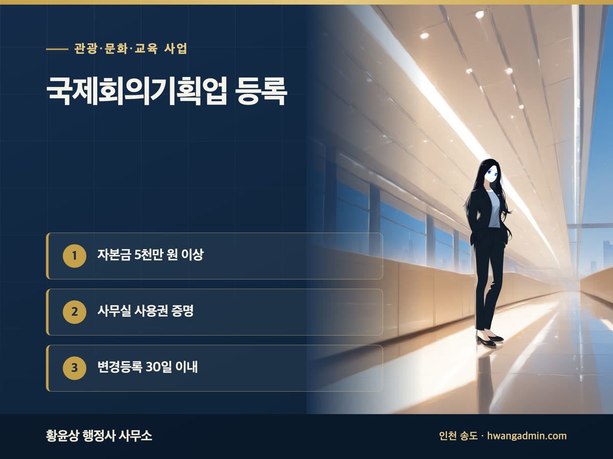 국제회의기획업 등록 요건과 서류 — 자본금 5천만 원과 공공 행사대행 입찰 준비 — 안내 이미지