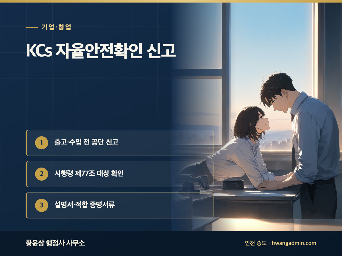 KCs 자율안전확인 신고 — 연삭기·컨베이어·산업용 로봇 출고 전 신고서와 첨부서류 — 안내 이미지