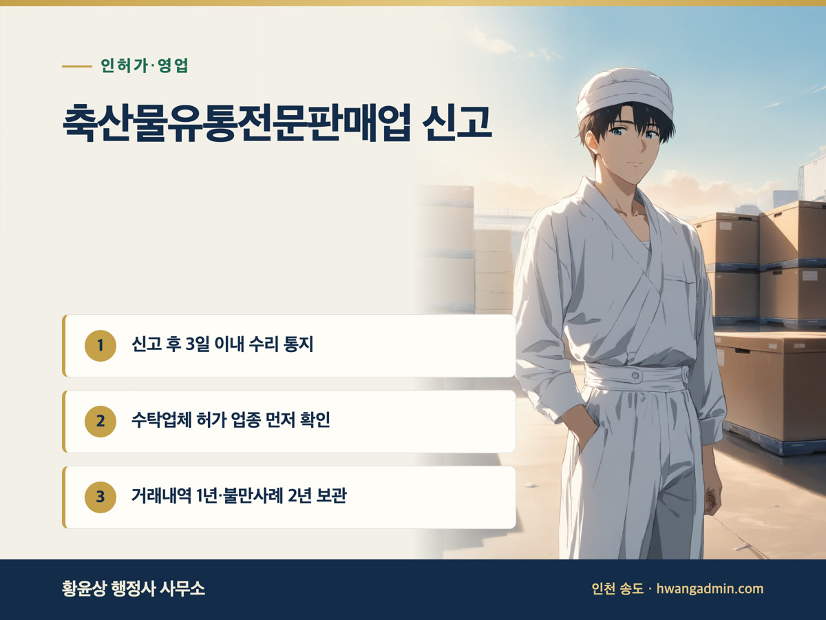 축산물유통전문판매업 신고 — 포장육 OEM 자체 브랜드 판매와 거래내역 1년·불만사례 2년 보관 — 안내 이미지