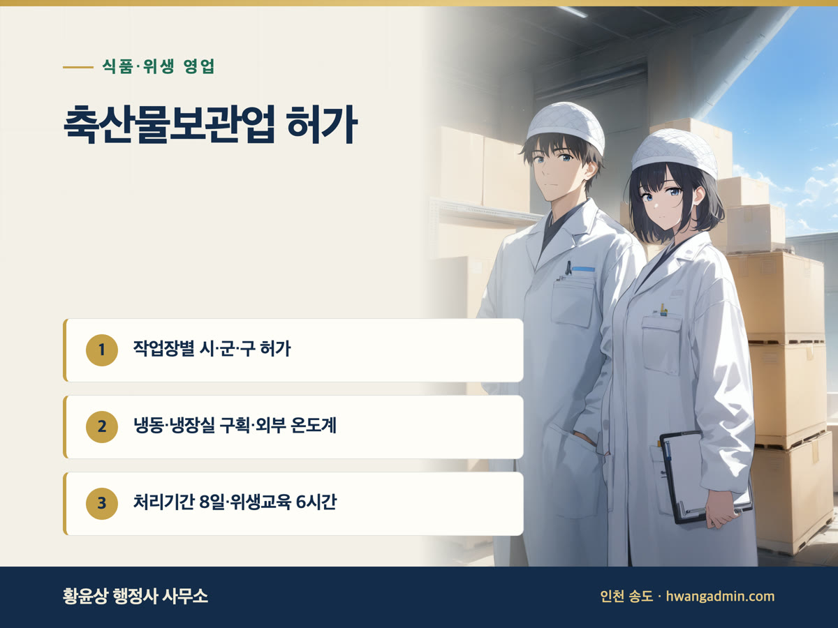 축산물보관업 허가 요건과 절차 — 냉동·냉장 창고 시설기준과 8일 처리기간 — 안내 이미지
