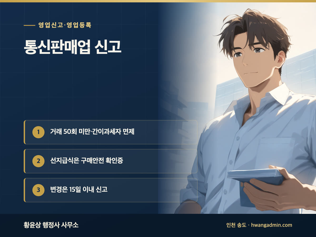 통신판매업 신고 방법 — 필요서류·면제 기준·변경신고 15일 — 안내 이미지