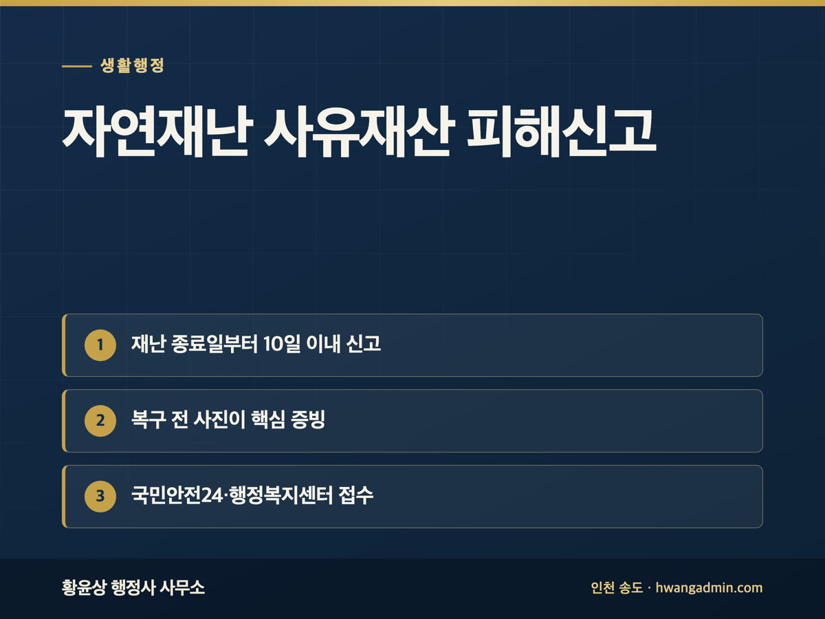 자연재난 사유재산 피해신고 — 신고기간 10일과 준비서류 — 안내 이미지