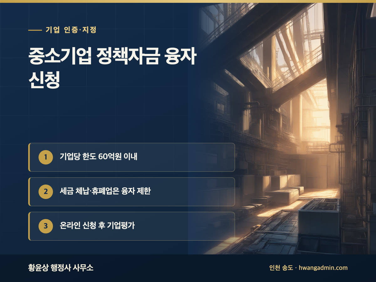 중소기업 정책자금 융자 신청 방법 — 중진공 신청 절차·융자 제한 기업·사업계획서 준비 — 안내 이미지