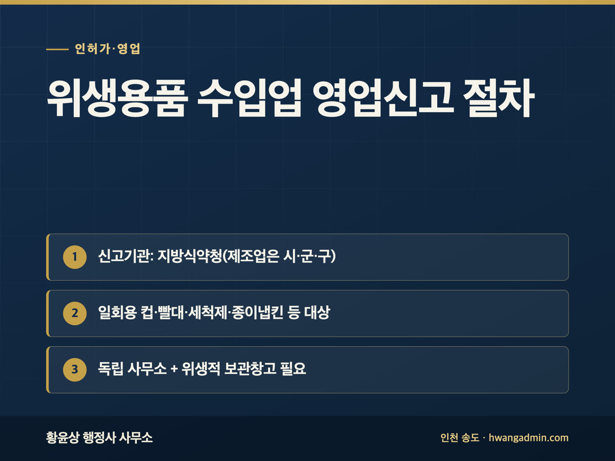 위생용품 수입업 영업신고 — 지방식약청 신고 절차와 시설기준 — 안내 이미지