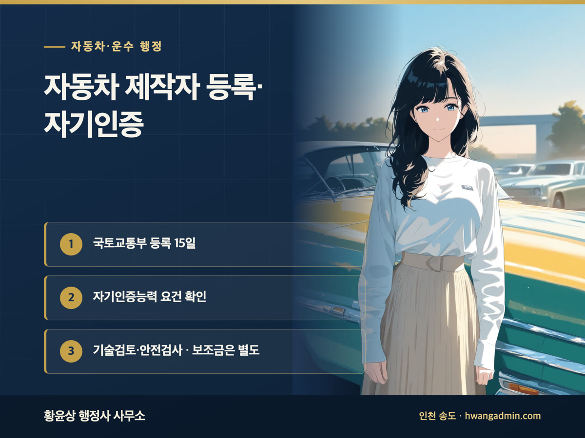 자동차 직수입 제작자 등록과 자기인증 절차 — 전기차 수입 전 확인할 요건 — 안내 이미지